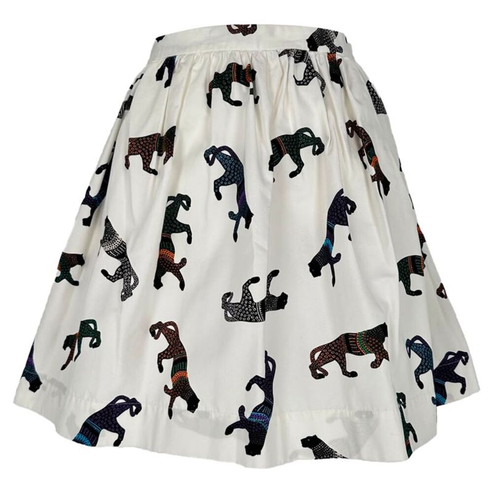 MSGM Graphic Print Skirt in White Polyester
